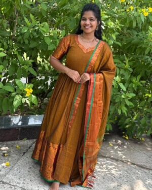 Rich rust color anarkali