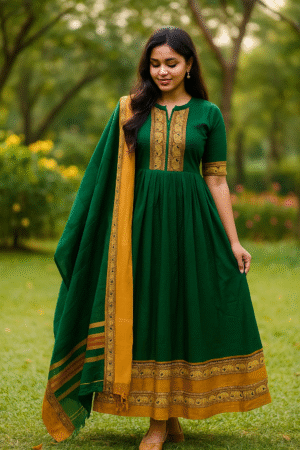 Emerald Green Anarkali Suit with Dupatta
