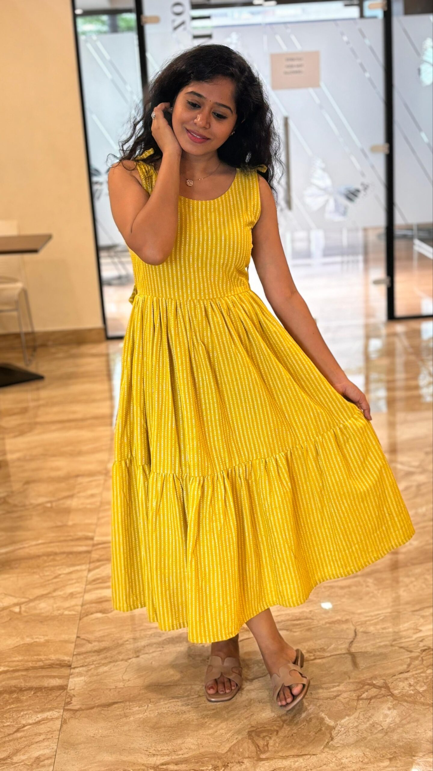 Sunshine Mustard Yellow Cotton Midi Dress ✨