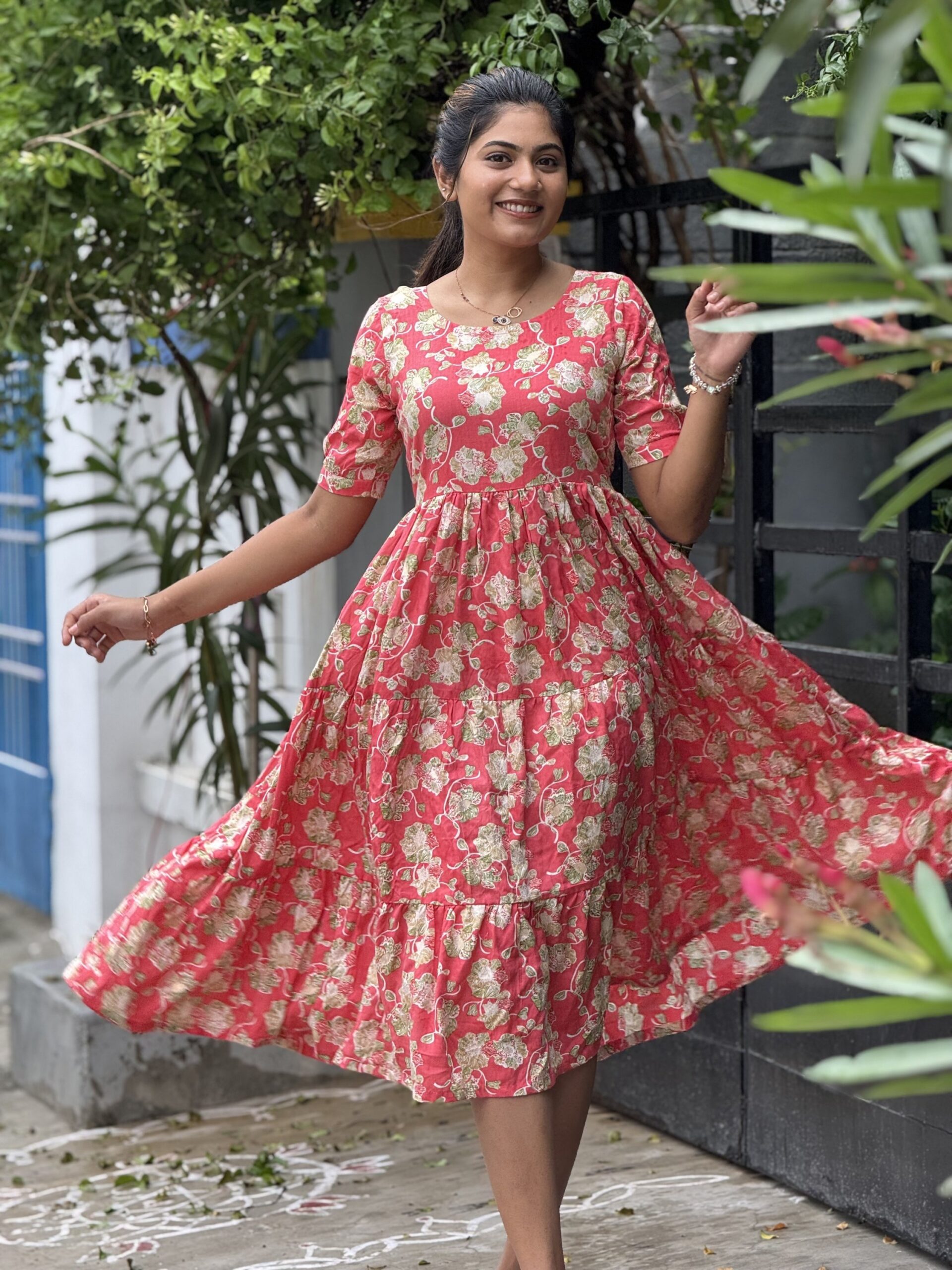 Pretty Peach 3 tier dress