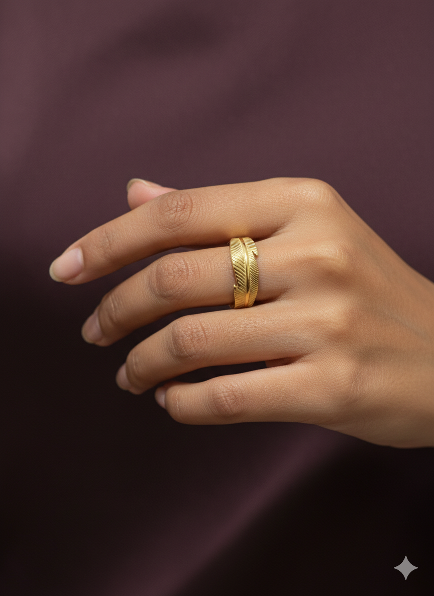 Pretty leaf anti tarnish rings