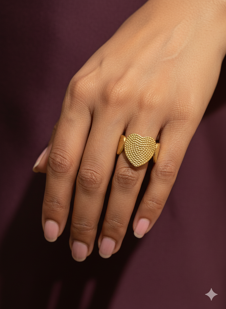 Golden Pulse Heart Ring