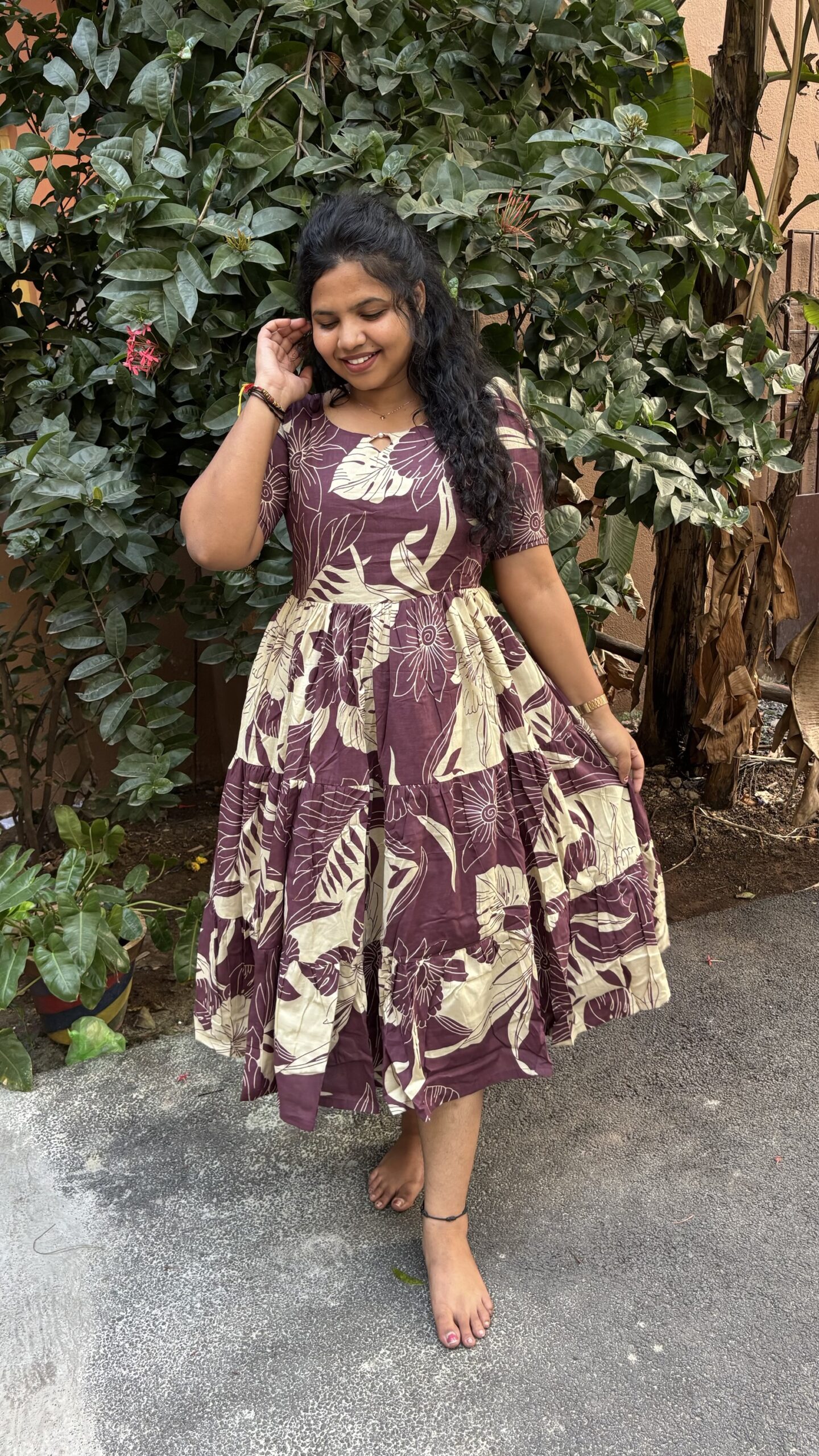 Plum Bloom Cotton Mid length maxi 👗