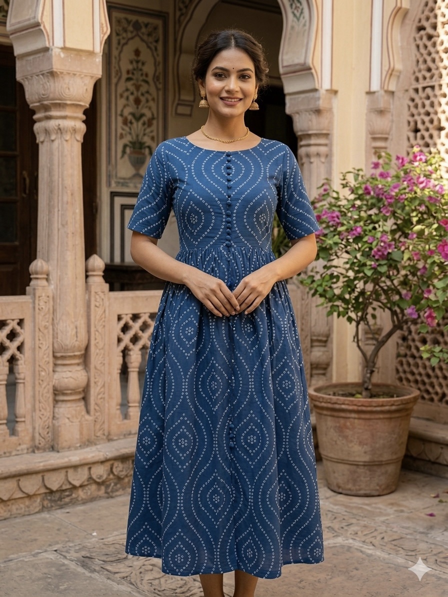 Blue bandhini pretty maxi