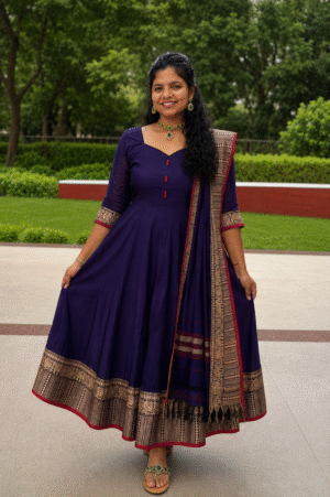 Royal Indigo Anarkali Set