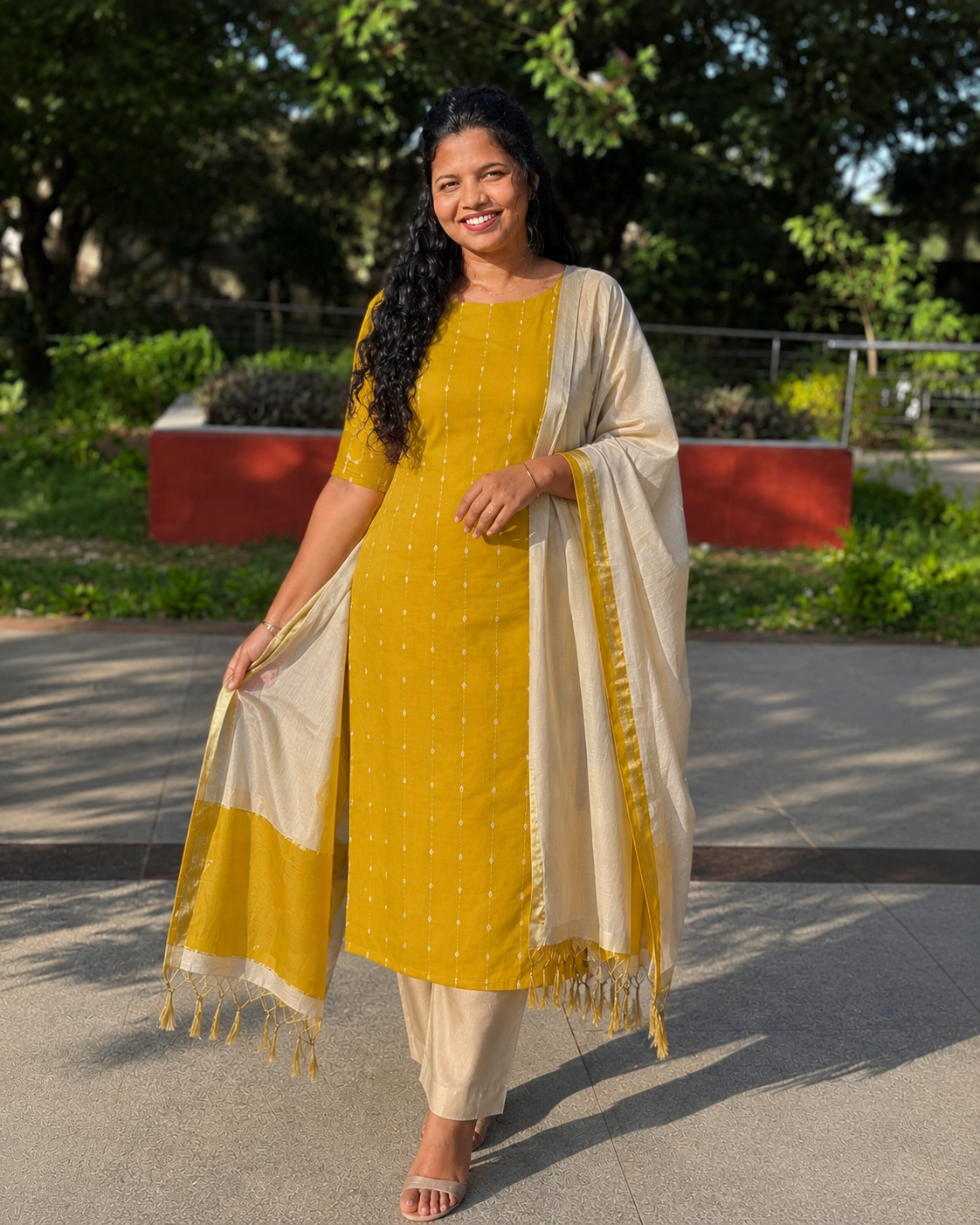 Mustard Yellow 3-in-1 Set - Temple, Onam & Haldi Special