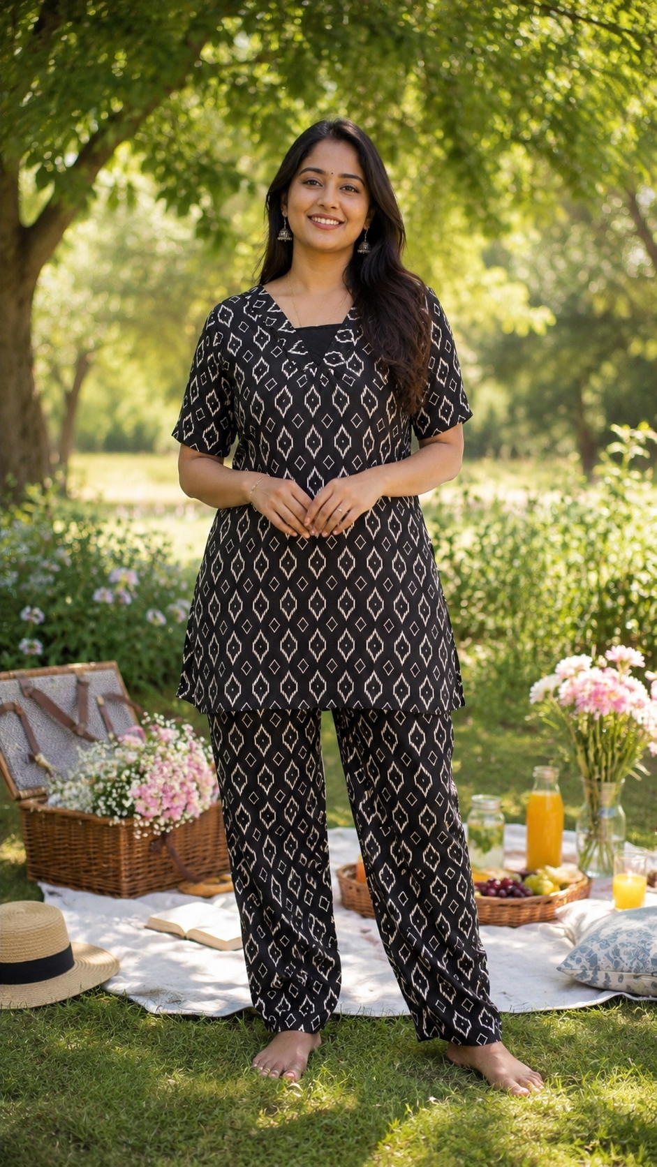 Black Ikat design All-Day Co-ord Set