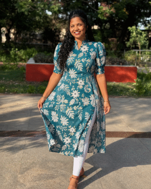 Teal Muse - Tribal Collared Cotton Kurta