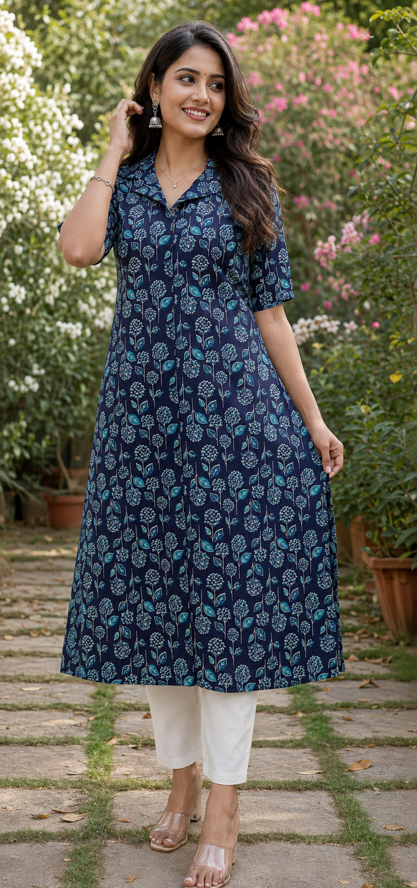 Blue beauty floral kurti