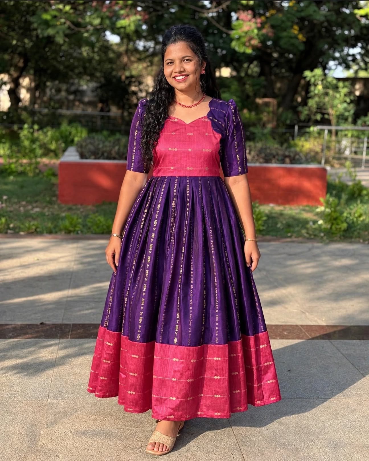 Royal Purple & Rani Pink Festive Twirl Gown - Diwali Special Edition