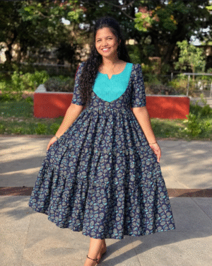 Gorgeous blue Tiered Cotton Maxi Dress (limited version)